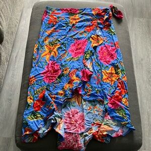 Cynthia Rowley Floral Blue and Pink Women's Wrap Skirt